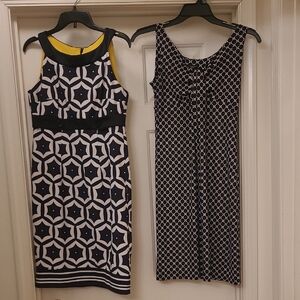 Elegant Black and White Patterned Midi Dress